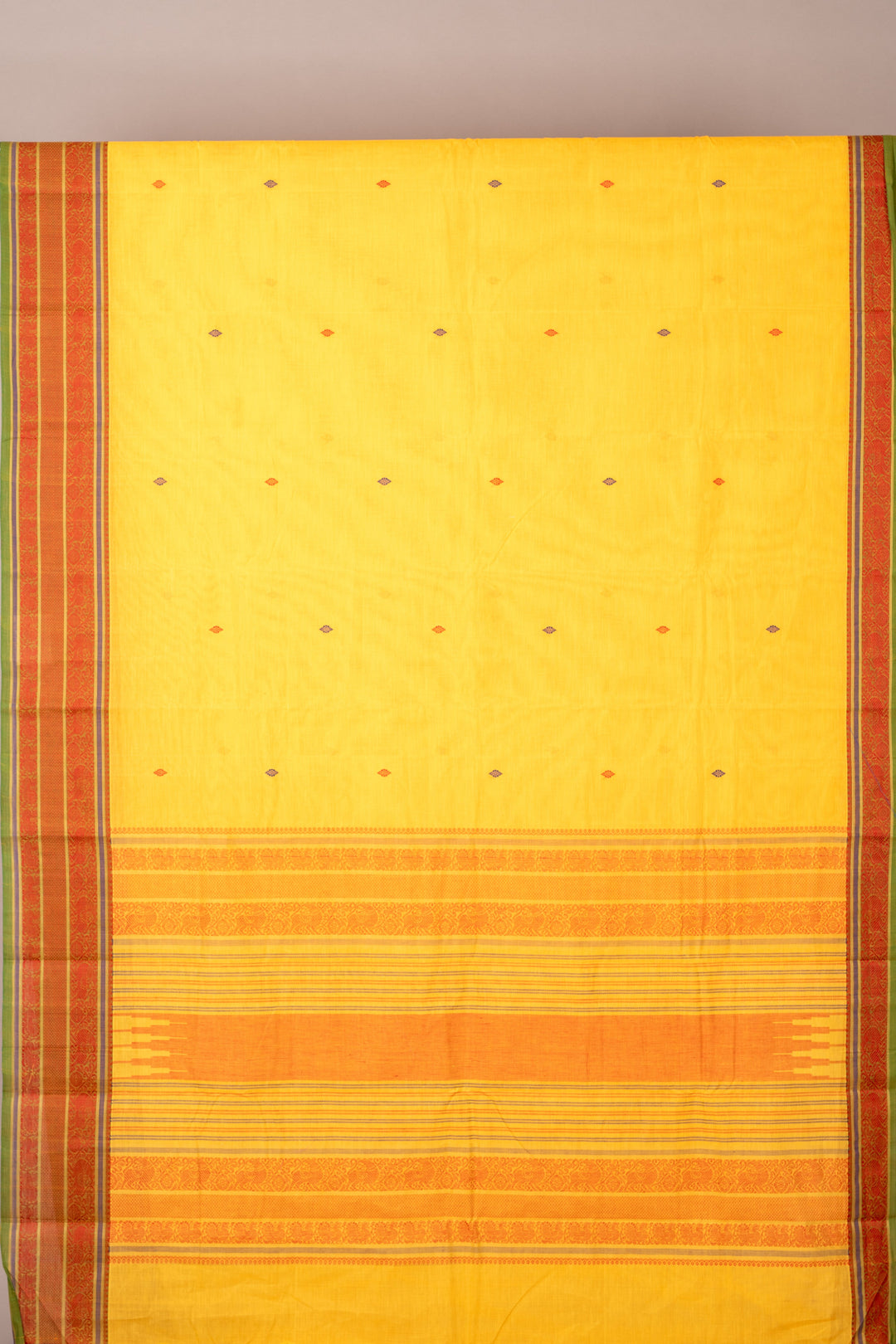 Yellow and red Kanchi cotton saree