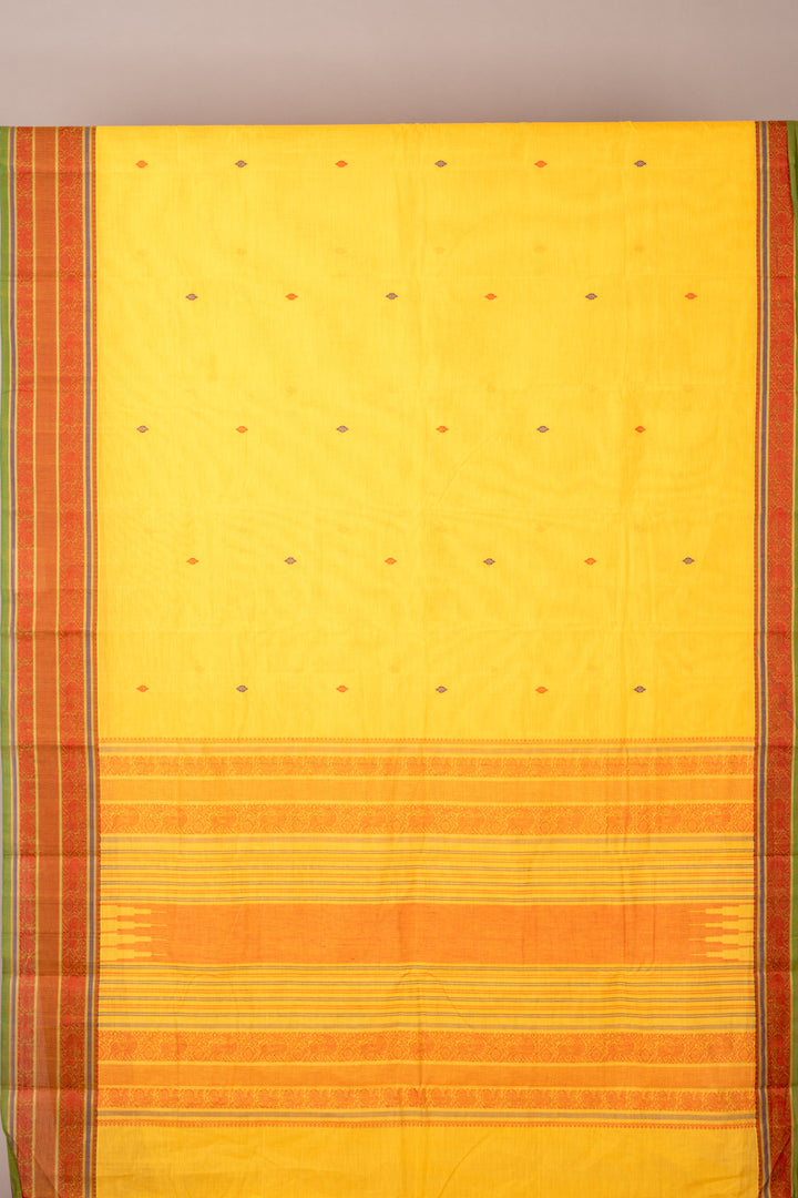 Yellow and red Kanchi cotton saree