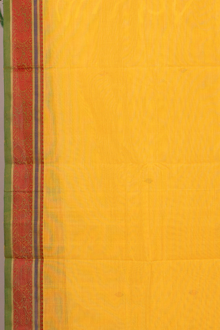 Yellow and red Kanchi cotton saree