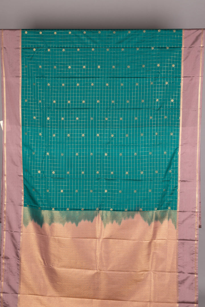 Teal green and mauve semi silk saree
