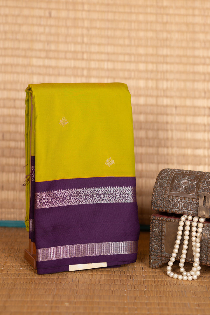 Green and Purple semi silk saree