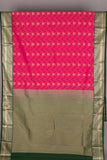 Vibrant Pink and Green semi silk saree