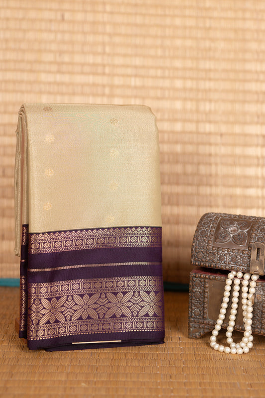 Tissue and Jamun Purple semi silk saree