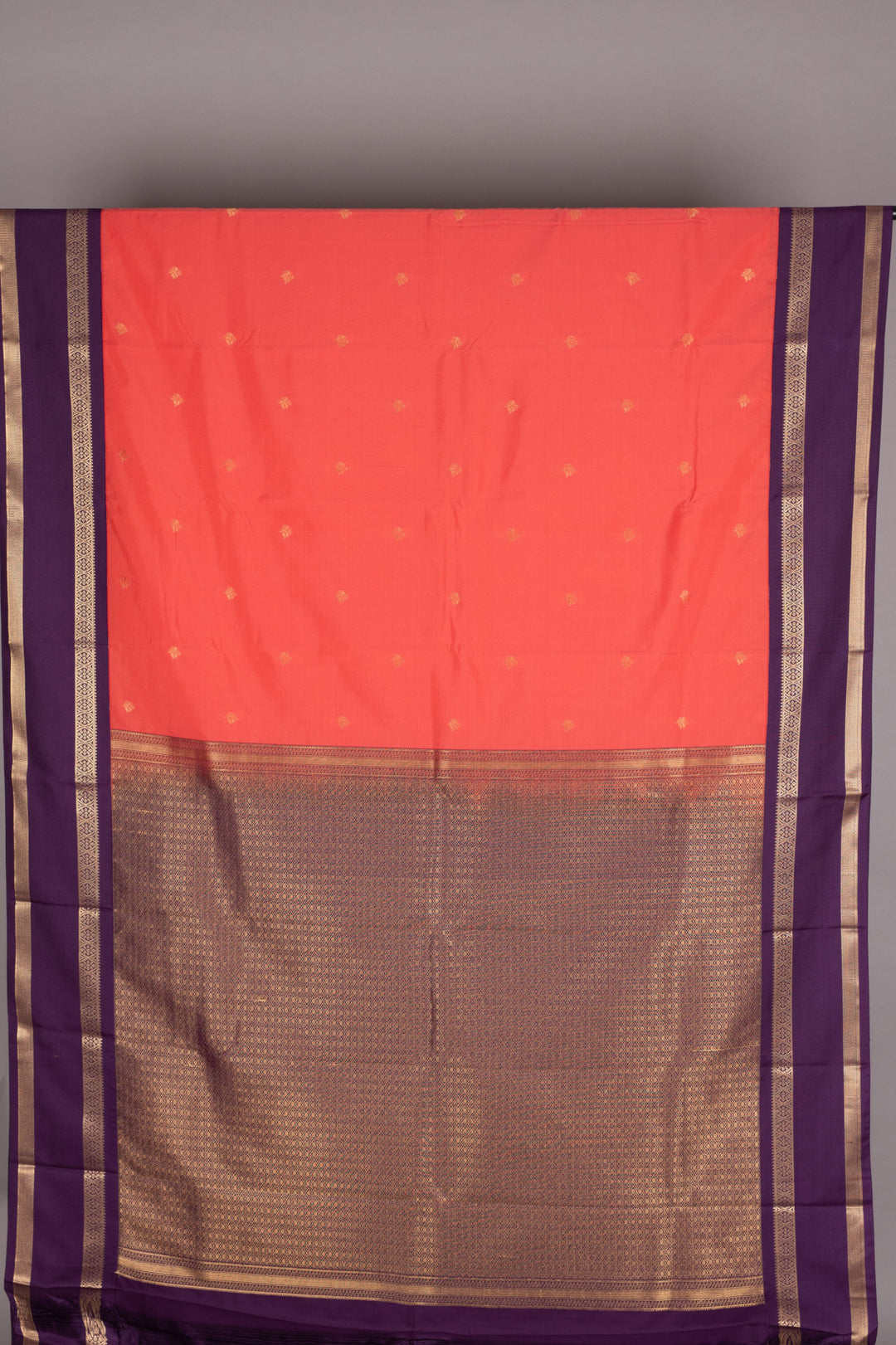 Pinkish Red and Purple semi silk saree