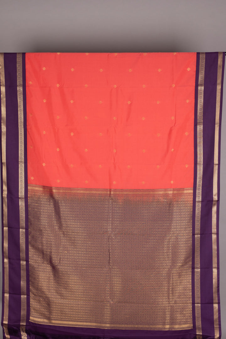 Pinkish Red and Purple semi silk saree