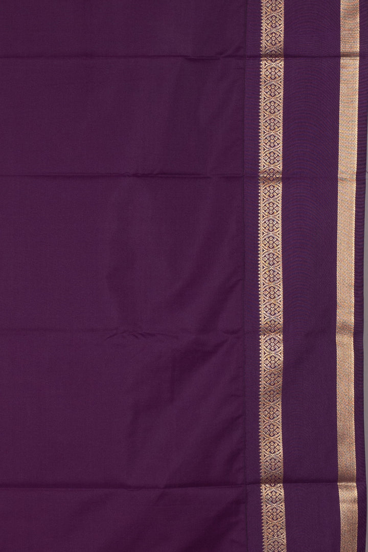 Pinkish Red and Purple semi silk saree