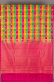 Multicolour and Pink Semi silk saree