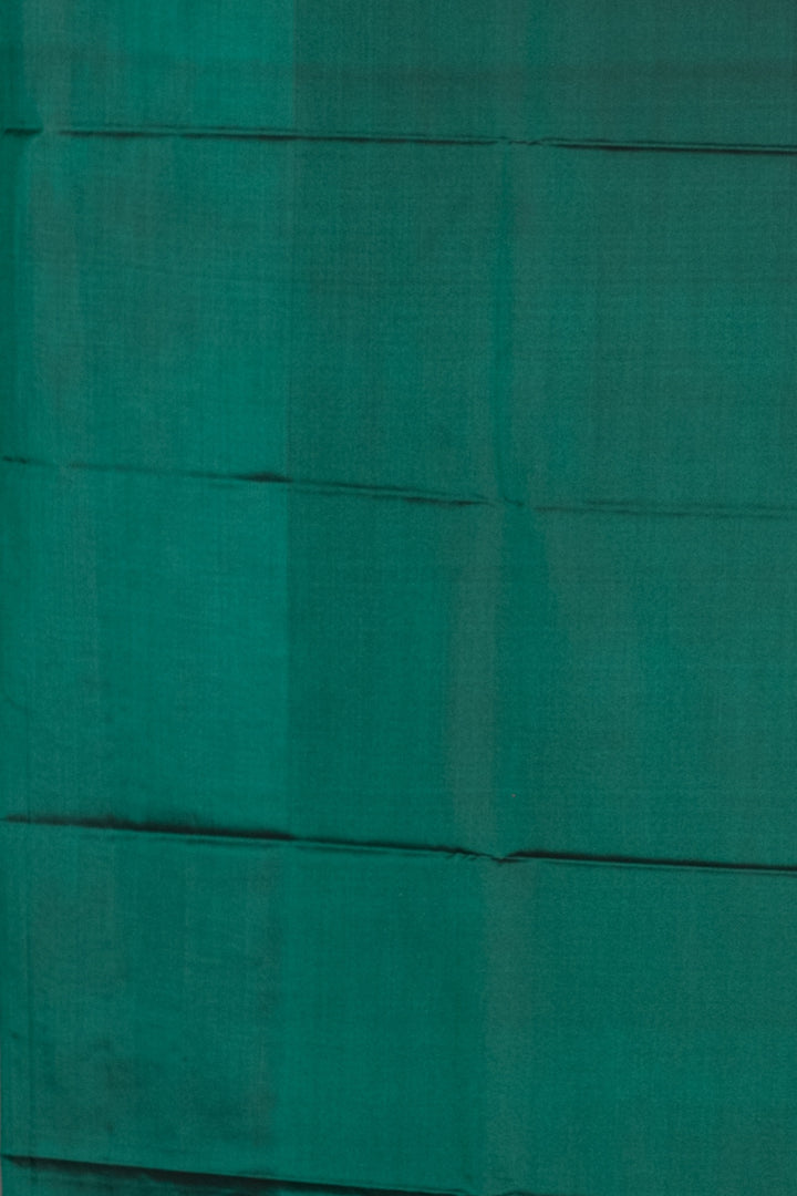 Cherry red and green korvai semi silk saree