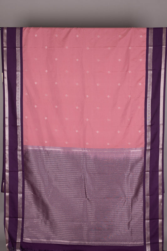 Dusty pink and purple semi silk saree
