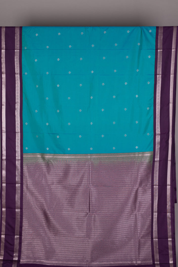Turquoise soft silk saree