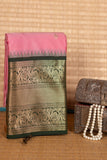 Flamingo Pink and Green Semi Silk Saree