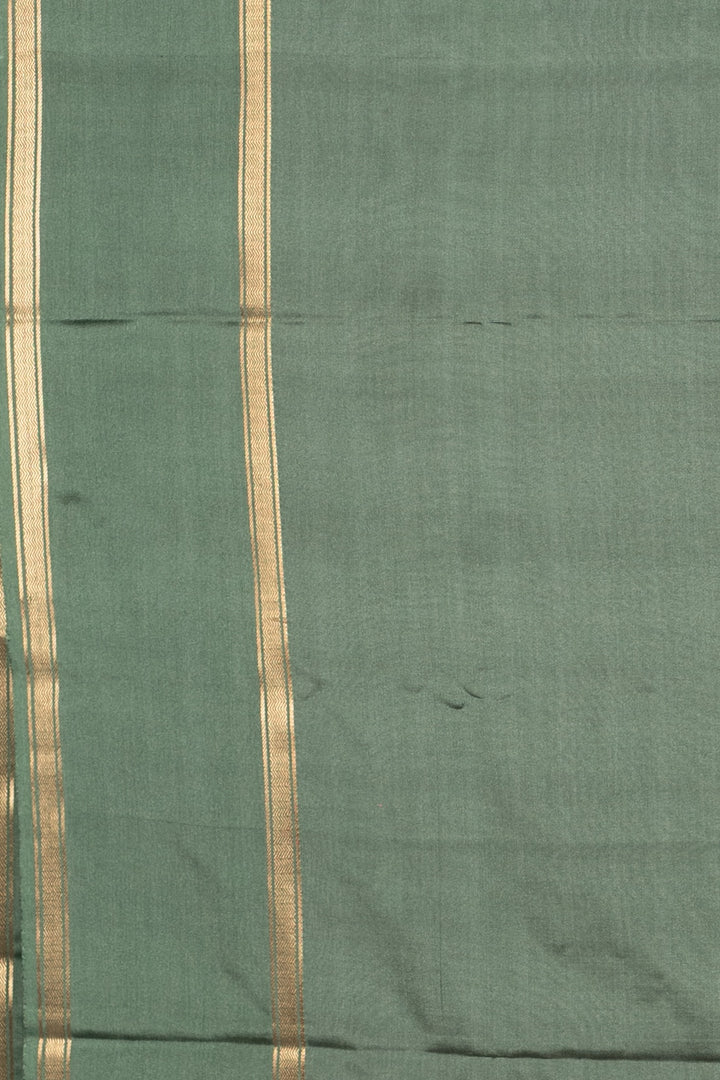 Rust Orange and Mint Green Semi Silk Saree