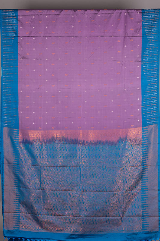 Heather Violet and Blue Semi Silk Saree