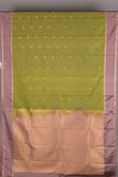 Apple Green and Mauve Semi Silk Saree