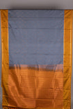 Dark Grey and Rust Semi Silk Saree