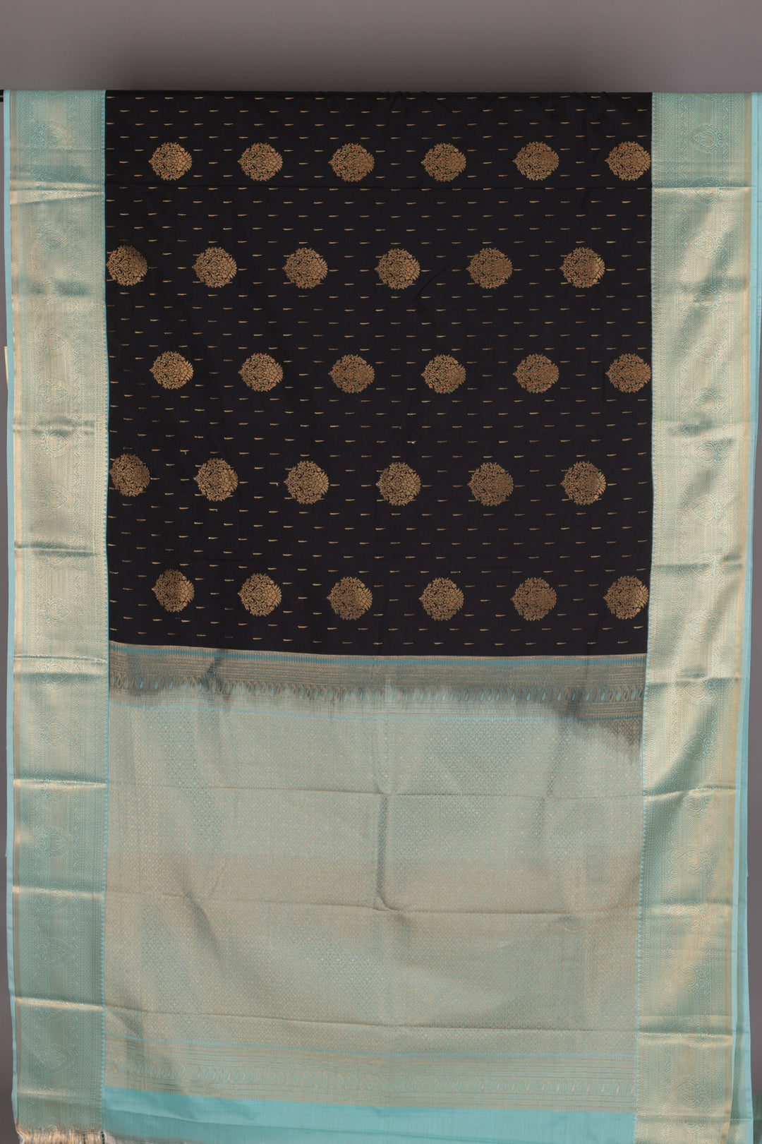 Black and Baby Blue Semi Silk Saree