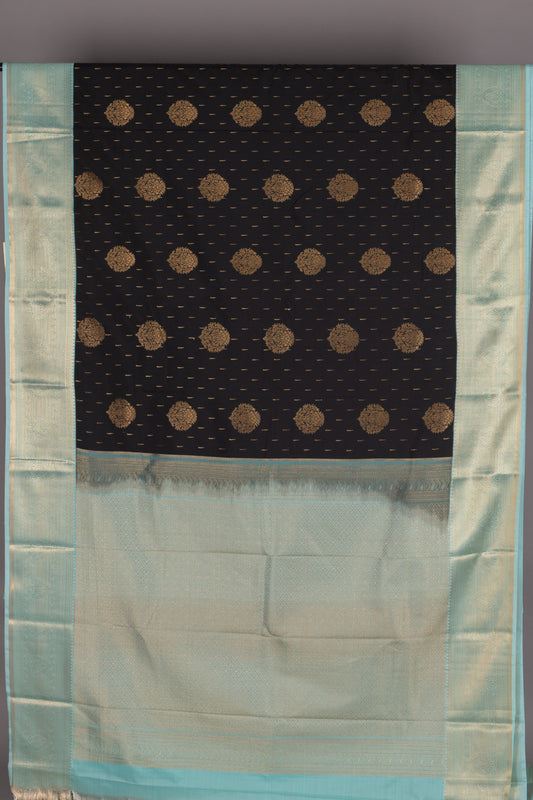 Black and Baby Blue Semi Silk Saree