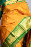 Turmeric Yellow and Forest Green Pure Kanjivaram Silk Saree