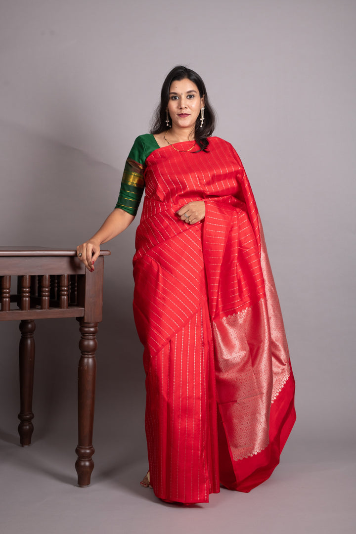 Chilli Red Pure Kanjivaram Silk Saree
