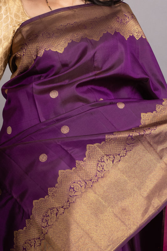 Violet Pure Kanjivaram Silk Saree