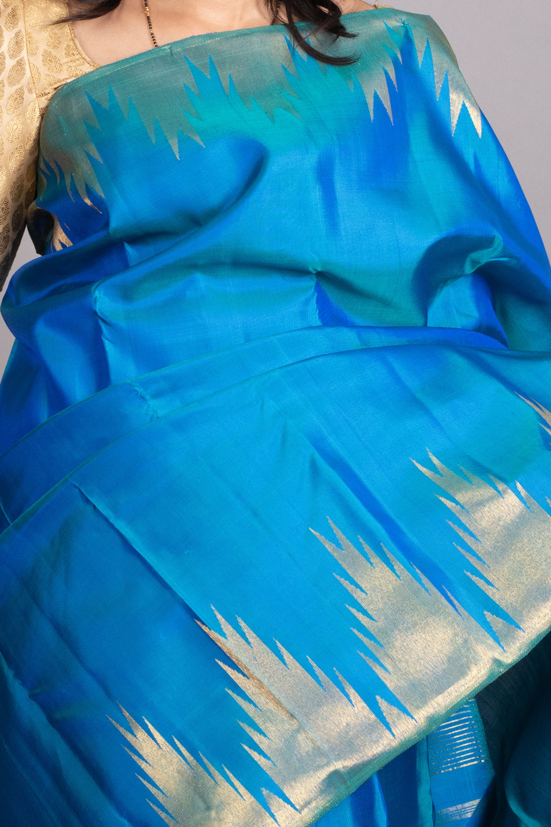 Peacock Blue Pure Kanjivaram Silk Saree