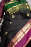 Black and Magenta Pure Kanjivaram Silk Saree