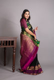 Black and Magenta Pure Kanjivaram Silk Saree