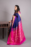 Royal Blue and Rani Pink Pure Kanjivaram Silk Saree