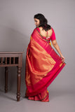 Bright Yellow and Raspberry Pink Pure Kanjivaram Silk Saree