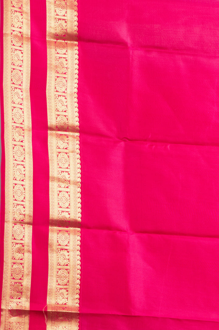 Bottel Green and Deep Pink Pure Kanjivarm Silk Saree