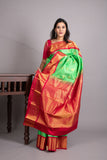 Inchworm Green and Raspberry Pure Kanjivaram Silk Saree