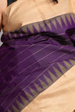 Plum Purple and Latte Pure Kanjivaram Silk Saree