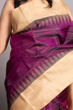 Orchid Purple and Latte Pure Kanjivaram Silk Saree
