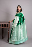 Emerald Green and Pistachio Green Pure Kanjivaram Silk Saree