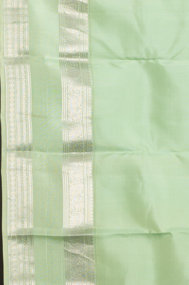 Violet And Mint Green Pure Kanjivaram Silk Saree