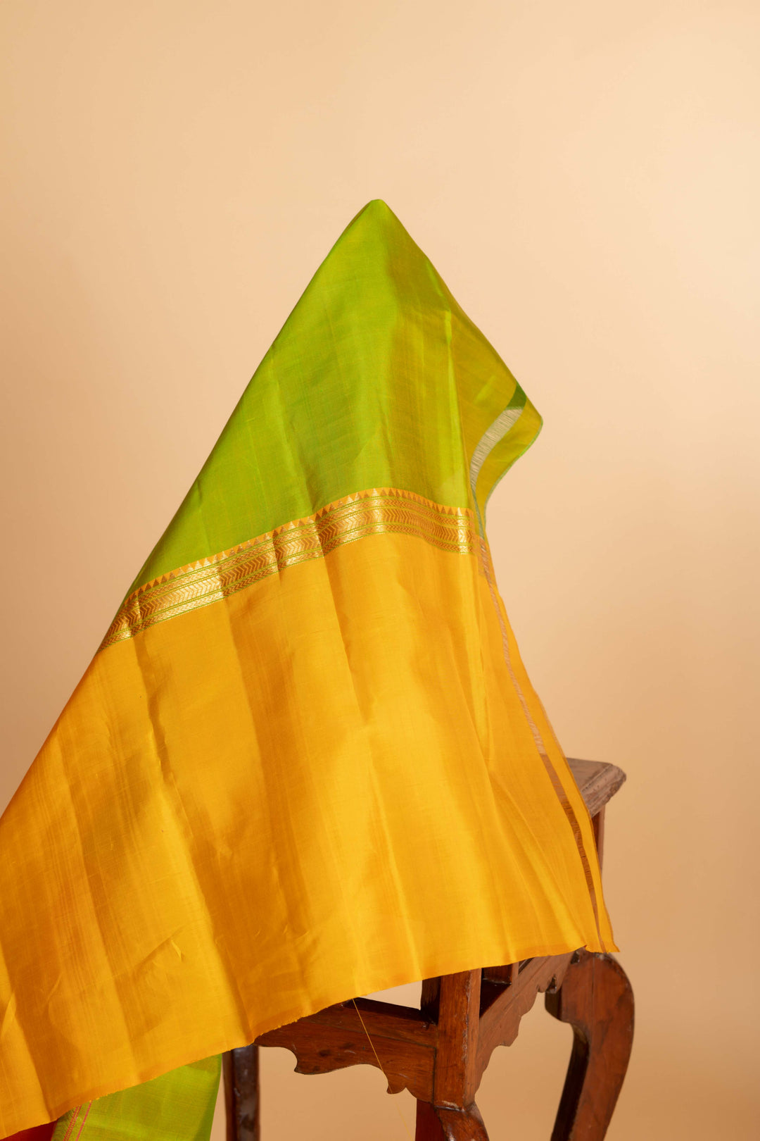 Earthy Green-Yellow Two Tone Saree