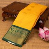 Bright yellow and Forest green Semi silk saree