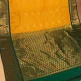 Bright yellow and Forest green Semi silk saree