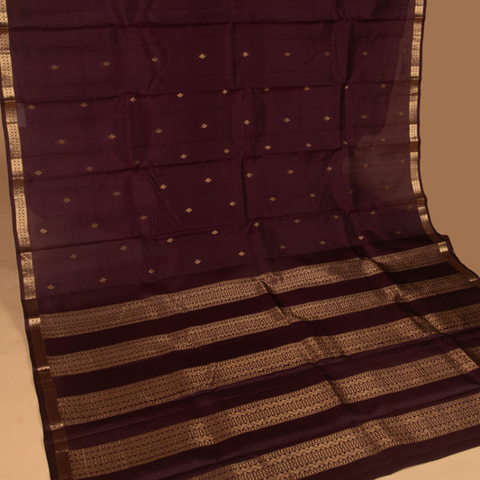 Brunette Brown Pure silk saree