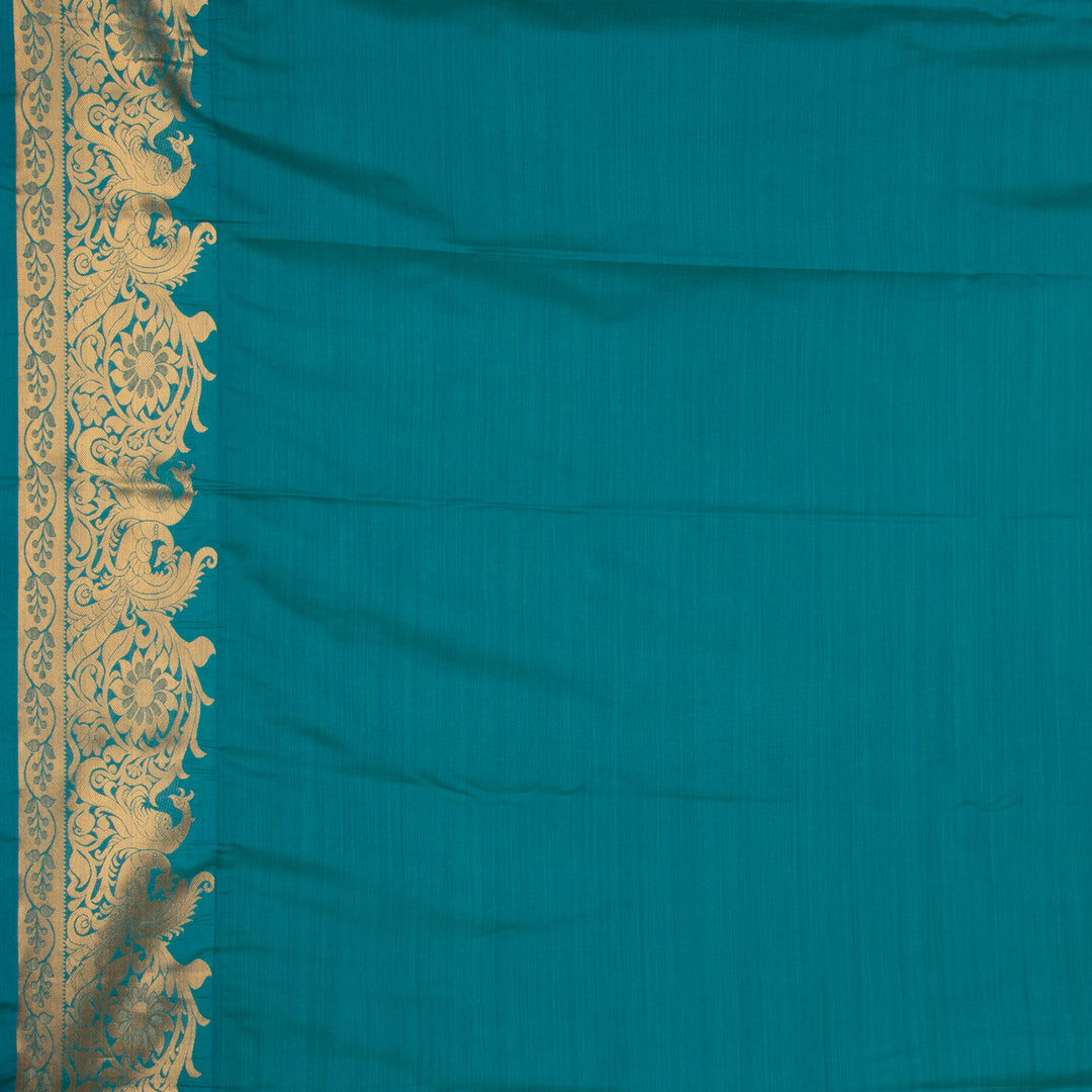 Blue Violet and Teal Semi silk saree