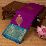 Dark Violet and Teal semi silk saree
