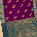 Dark Violet and Teal semi silk saree