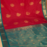 Apple Red and Jungle Green semi silk saree