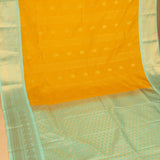 Mango Yellow and Mint green Semi silk saree