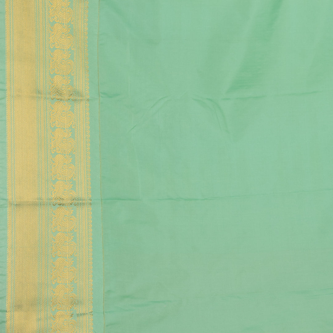 Mango Yellow and Mint green Semi silk saree