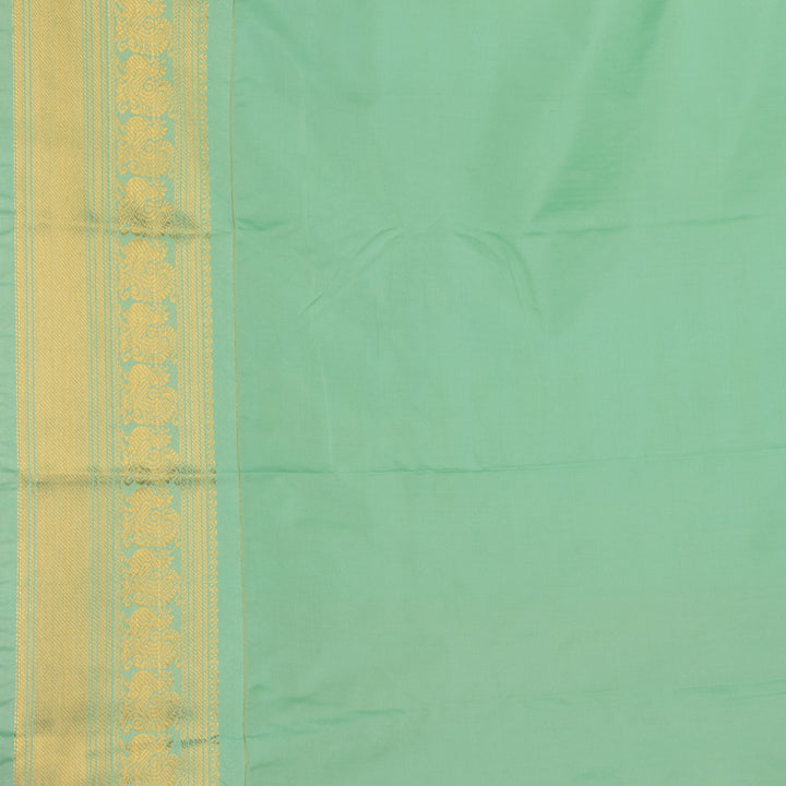 Mango Yellow and Mint green Semi silk saree