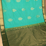 Dual Tone Turquoise and Bottle Green semi silk saree