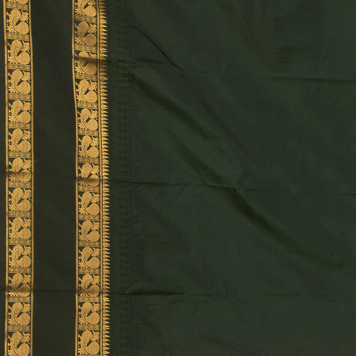 Salmon pink and Bottel green semi silk saree