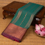 Persian green and Rani pink semi silk saree