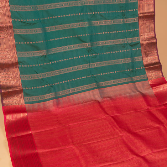 Persian green and Rani pink semi silk saree
